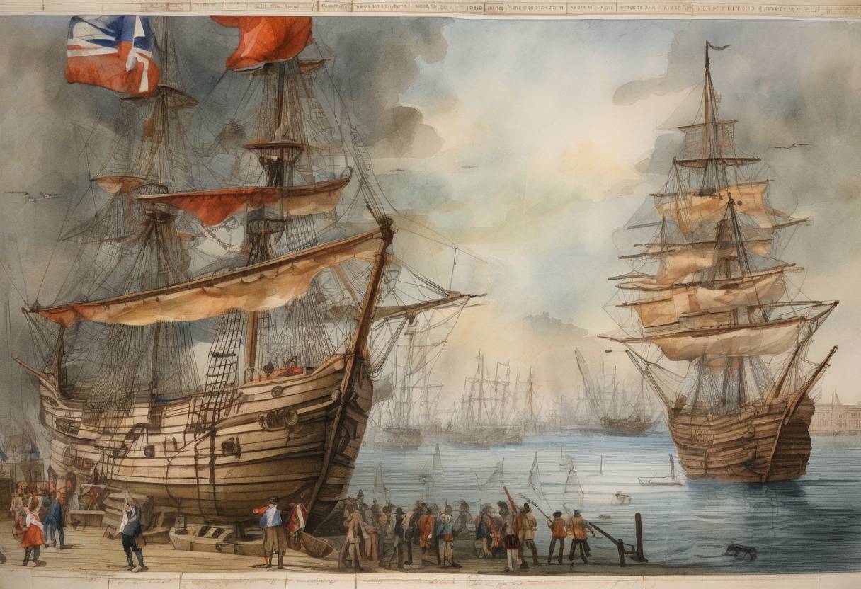 Watercolor painting based depiction of After being convicted of piracy and murder, Captain William Kidd was hanged in London. (1701)