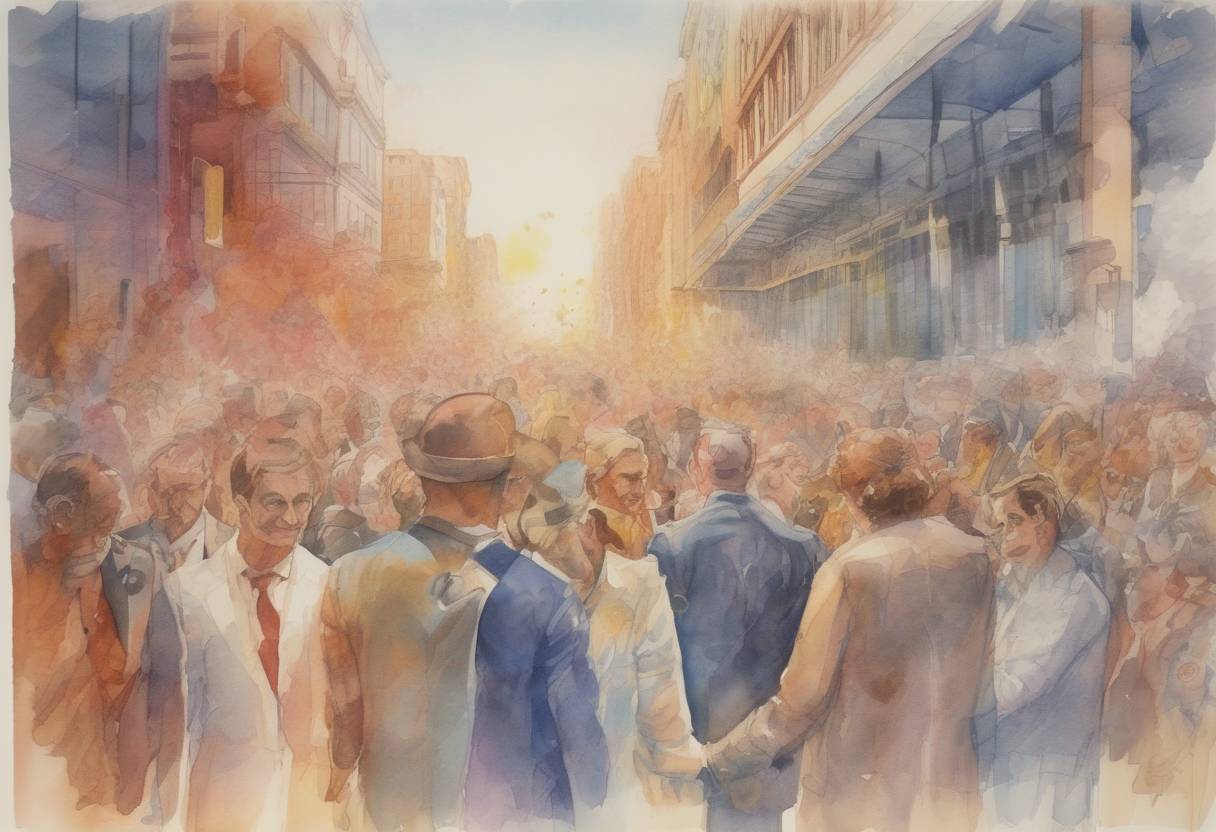 Watercolor painting based depiction of Homosexuality is decriminalized in the Australian state of New South Wales. (1984)