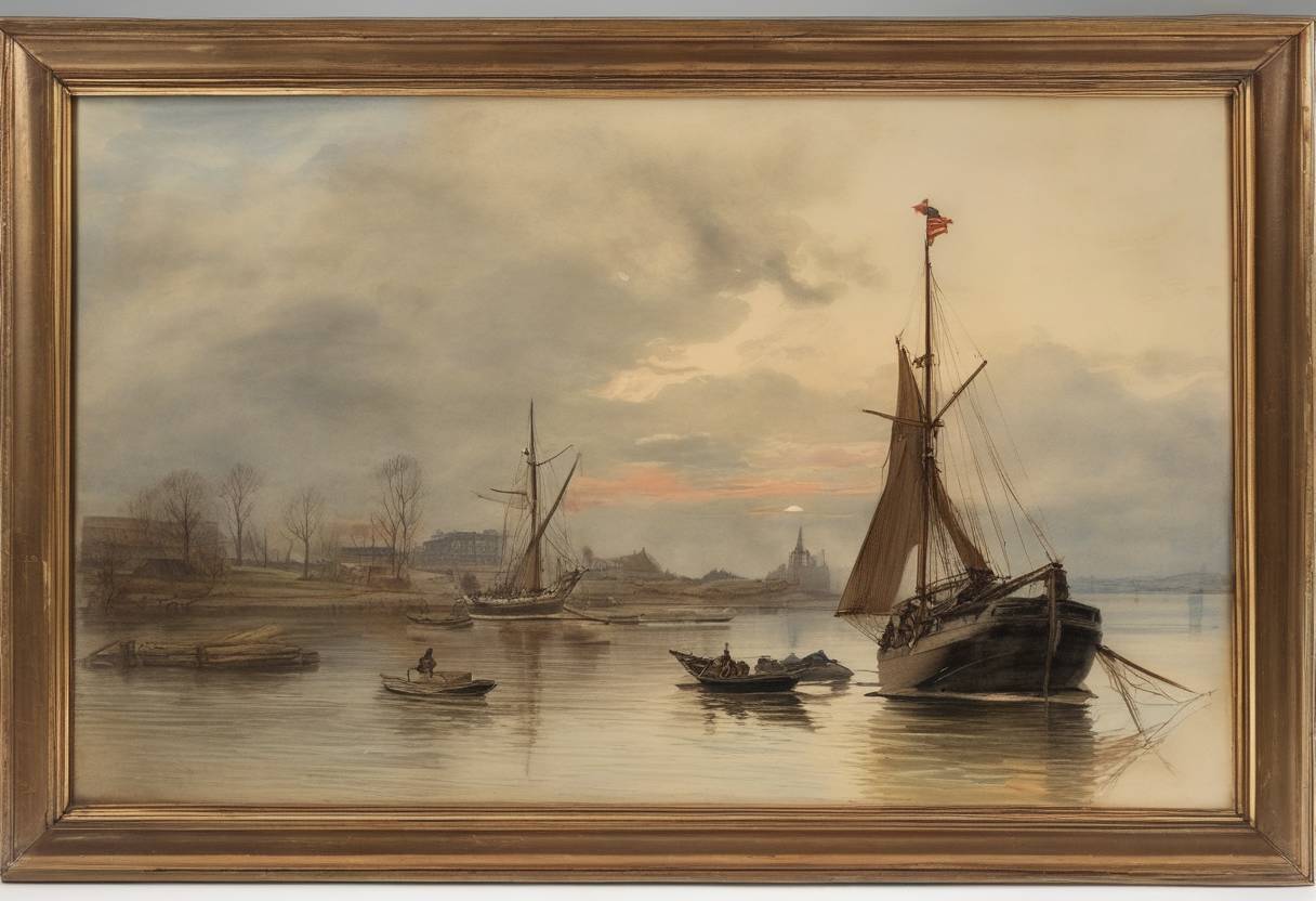 Watercolor painting based depiction of The first issue of the Boston Pilot, notably edited by the Boston-based poet John Boyle O'Reilly, was published after a temporary shutdown. (1897)