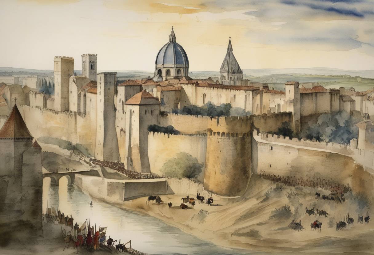 Watercolor painting based depiction of Pope Clement VI issued a papal bull that confirmed the Jews were not to blame for the Black Death outbreaks in Europe. This declaration was an attempt to quell the rising persecution and violence against Jewish communities who were being scapegoated for the pandemic. (1349)