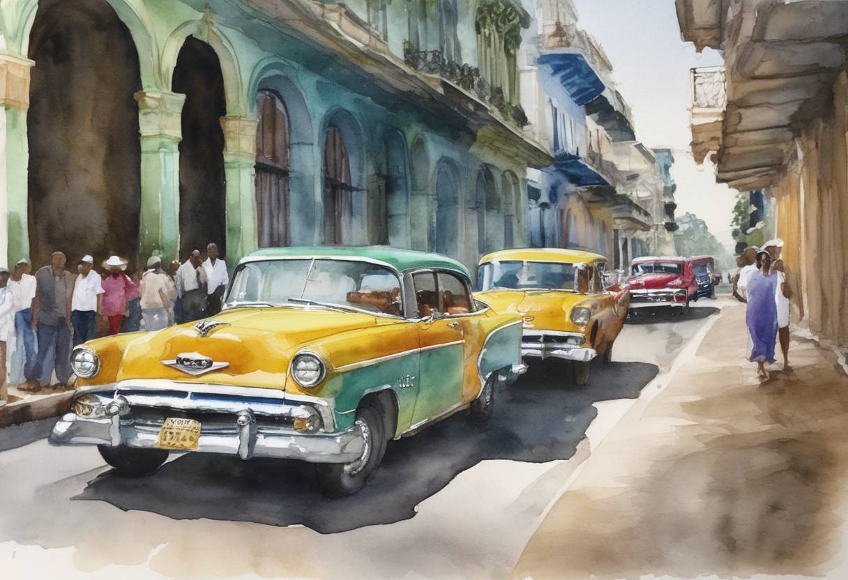 Watercolor painting based depiction of United States President Barack Obama makes a historic visit to Cuba, being the first sitting U.S. president to visit the island nation in 88 years, signaling a thaw in relations between the two countries. (2016)