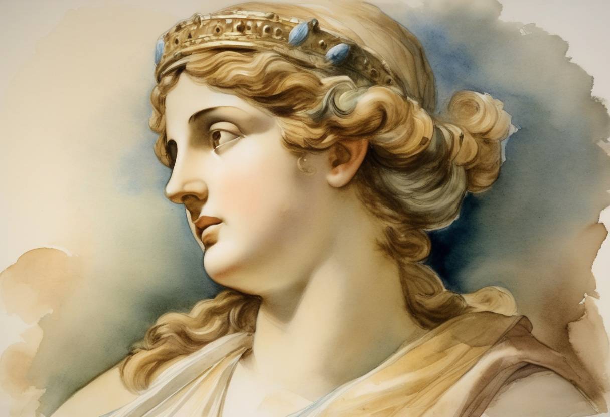 Watercolor painting based depiction of Hellenistic bust of Hera of Cherchel is discovered, believed to be a work of the Lysippos school. (1874)