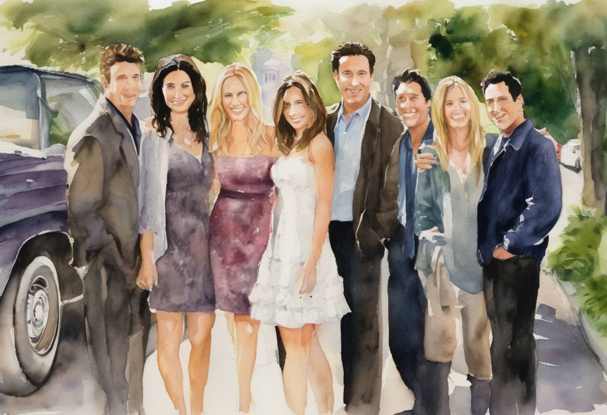 Watercolor painting based depiction of The final episode of the television series 'Friends' airs on NBC, ending a ten-season run. (2004)