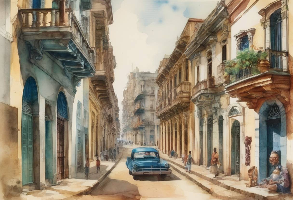 Watercolor painting based depiction of Spain annexed Cuba, establishing it as a colony and beginning a long period of Spanish rule over the island. (1539)
