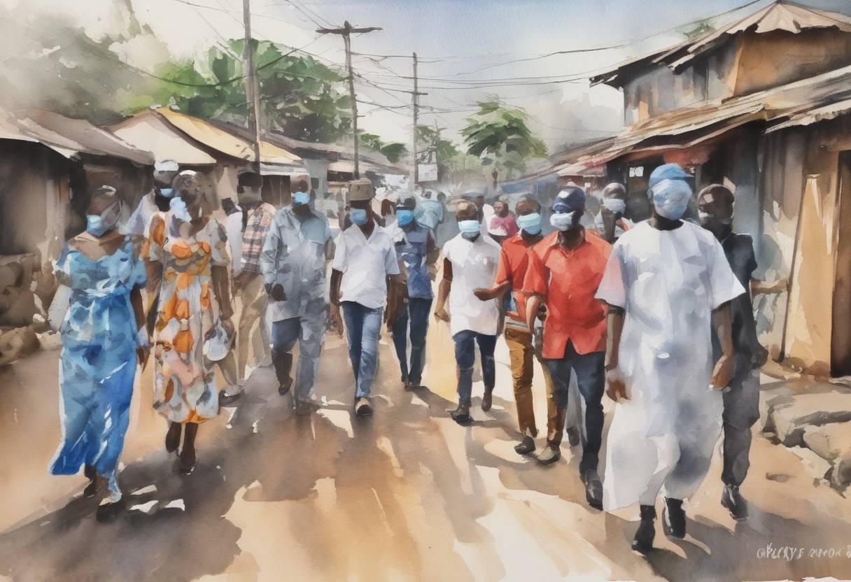 Watercolor painting based depiction of The first case of COVID-19 was confirmed in Nigeria, marking the first reported case in sub-Saharan Africa. (2020)