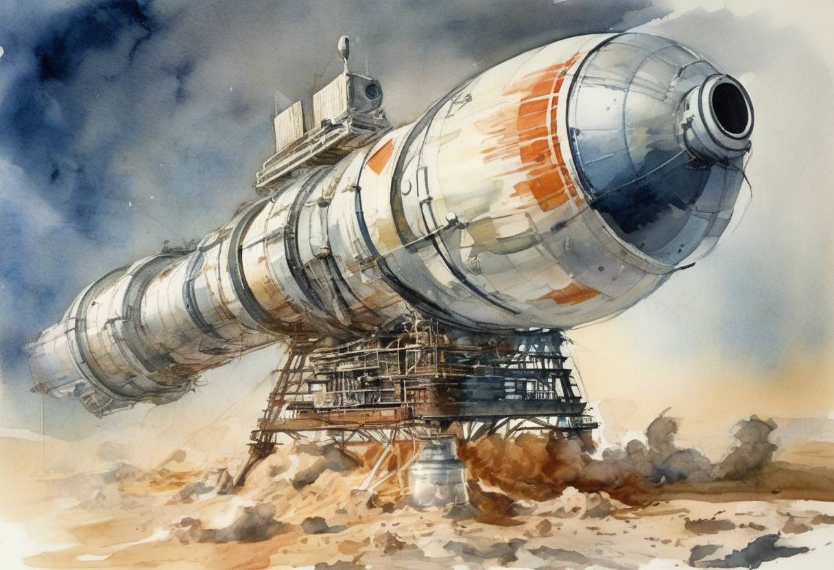 Watercolor painting based depiction of Venera 7, a Soviet spacecraft, is launched. It later becomes the first spacecraft to successfully transmit data from the surface of another planet, Venus. (1970)