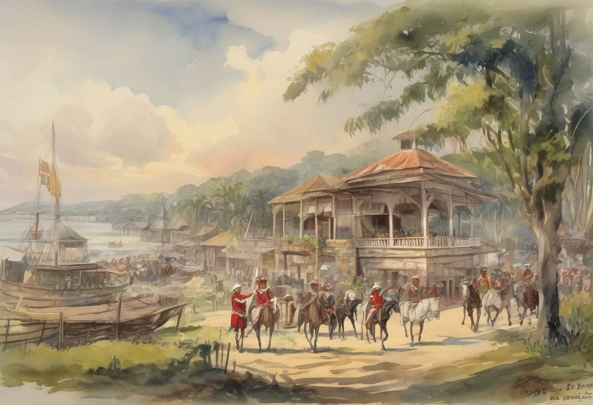 Watercolor painting based depiction of The Philippines declared independence from Spain, marking the end of over 300 years of Spanish colonial rule. (1898)