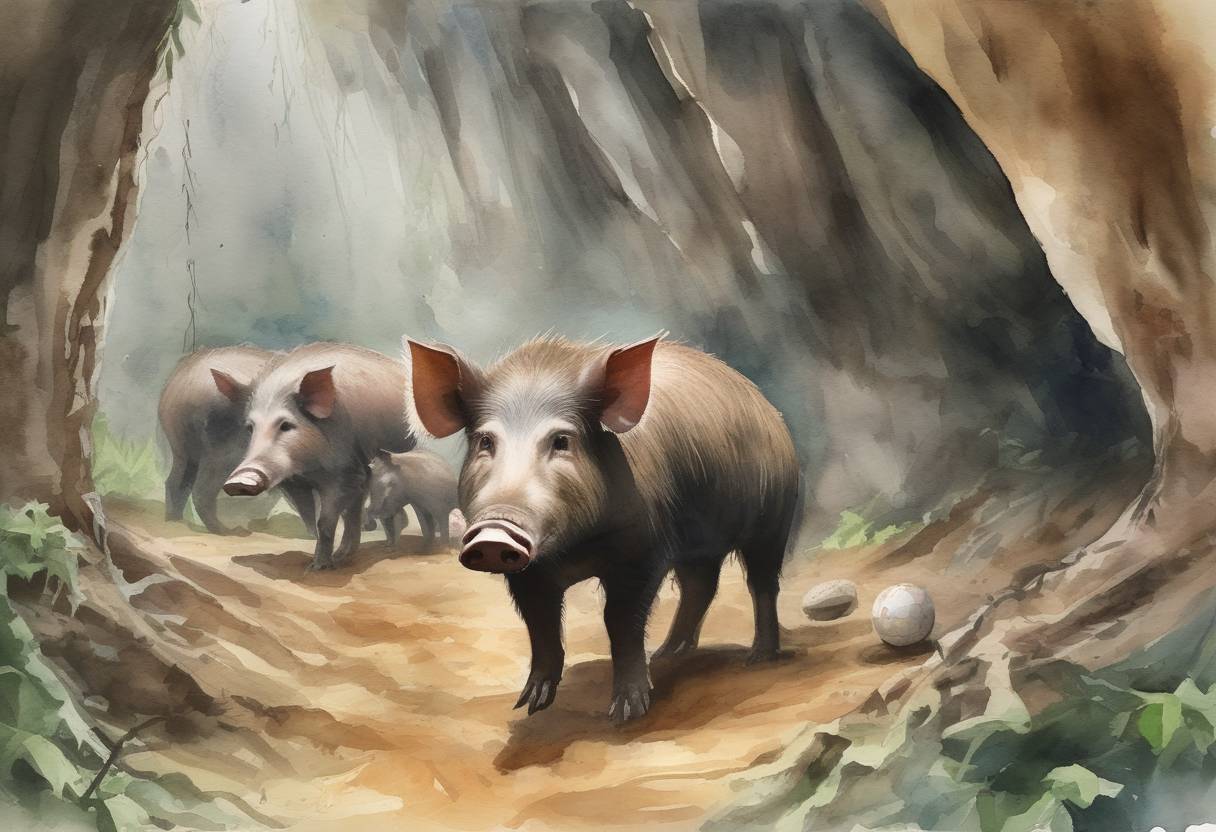 Watercolor painting based depiction of The rescue operation for the Wild Boars soccer team trapped in the Tham Luang cave in Thailand began. The team had been trapped since June 23, and the operation drew international attention and assistance. (2018)