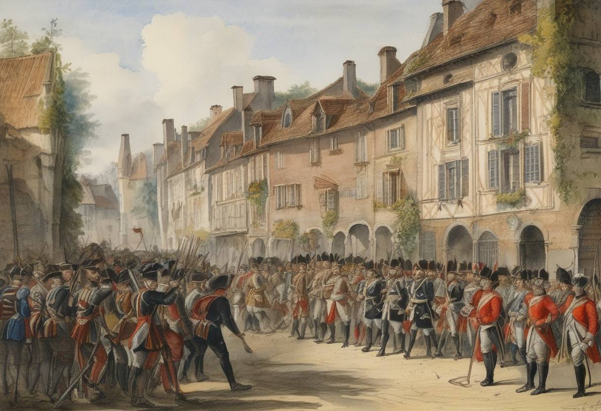 Watercolor painting based depiction of The Peace of Cateau-Cambrésis was signed, effectively ending the Italian Wars. This accord marked the conclusion of hostilities between the Kingdom of France and the Habsburg powers of Spain and the Holy Roman Empire. The treaty allowed Spain to retain control of Italy, solidifying its influence in the region, while France was forced to accept its territorial losses. (1559)