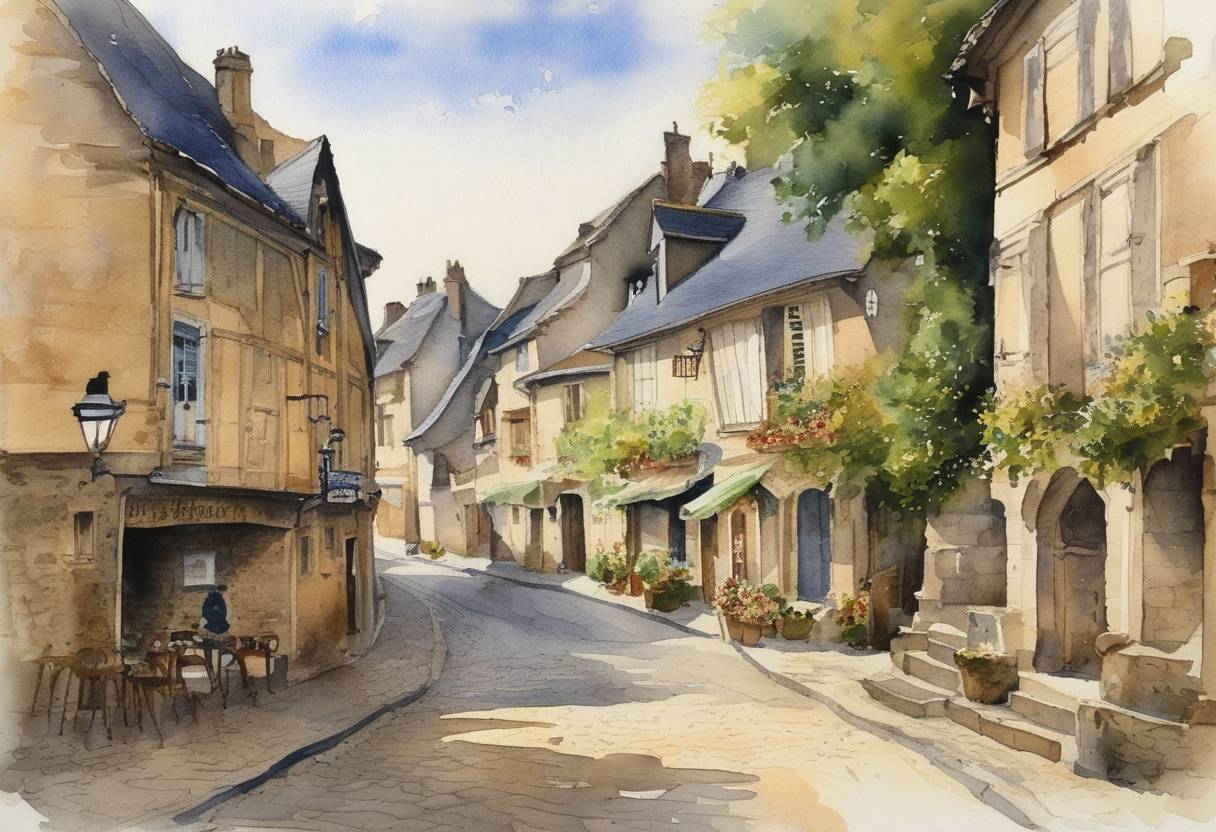 Watercolor painting based depiction of The city of Beaumont-sur-Oise in northern France was chartered, highlighting the growth of municipal governance during the medieval period. (1170)