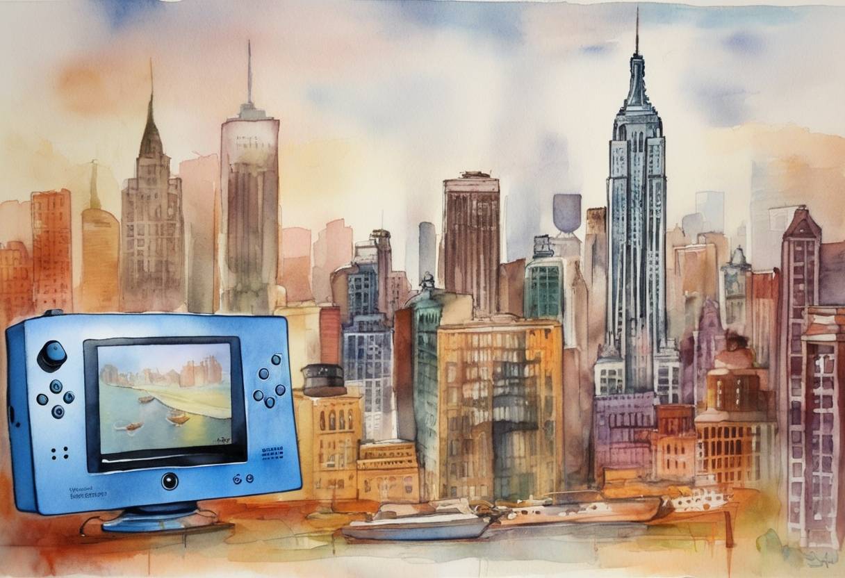 Watercolor painting based depiction of Nintendo released the Wii, their seventh-generation video game console, in North America, revolutionizing motion controls in gaming and becoming one of the best-selling consoles of its generation. (2006)