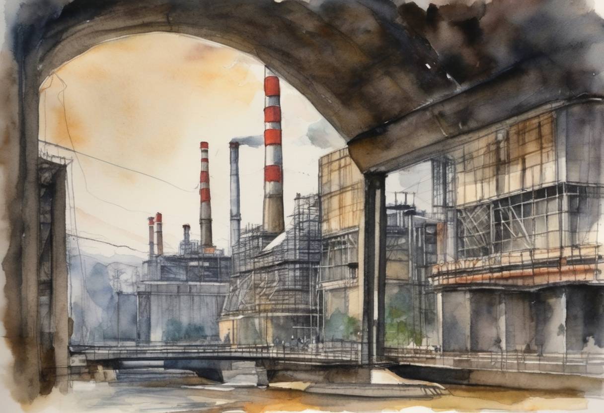 Watercolor painting based depiction of German Chancellor Angela Merkel's ruling coalition agreed to phase out all nuclear power plants by the year 2022. (2011)