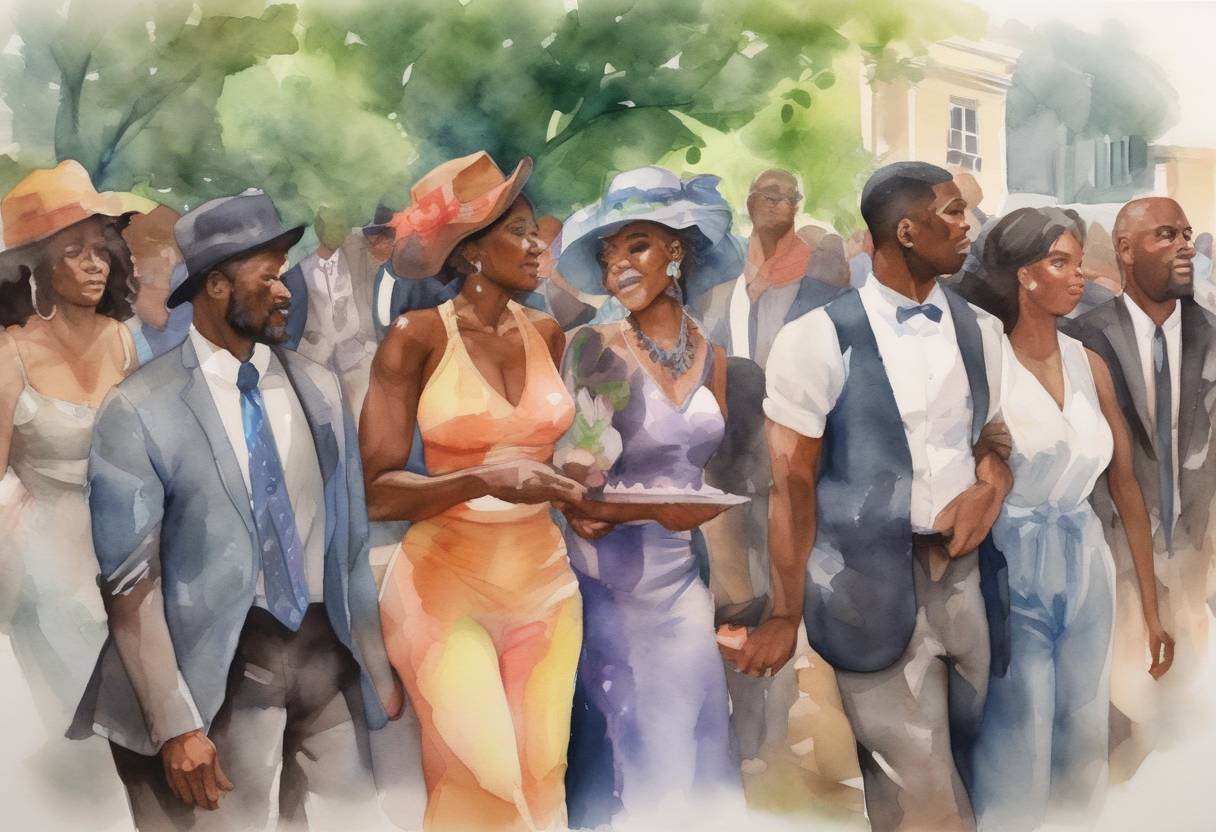 Watercolor painting based depiction of Juneteenth was officially recognized as a federal holiday in the United States, commemorating the end of slavery in the country. (2021)