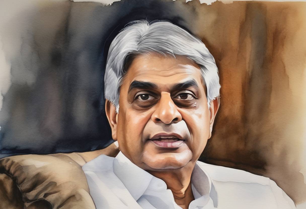 Watercolor painting based depiction of Sri Lankan Prime Minister Ranil Wickremesinghe was appointed as the interim president after Gotabaya Rajapaksa fled the country amid significant political turmoil and protests against economic mismanagement. (2022)