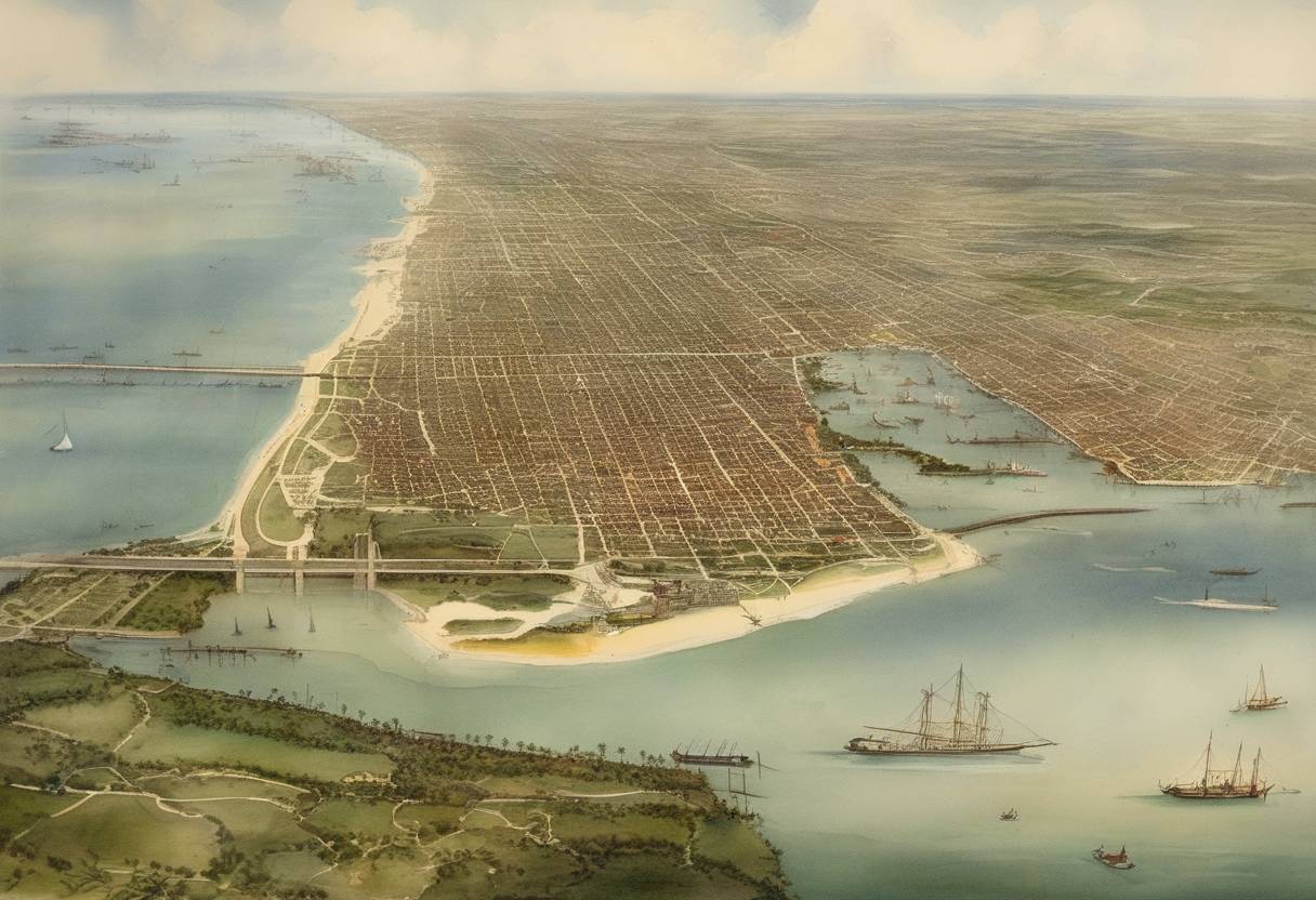Watercolor painting based depiction of The city of Miami, Florida, is officially incorporated. (1896)