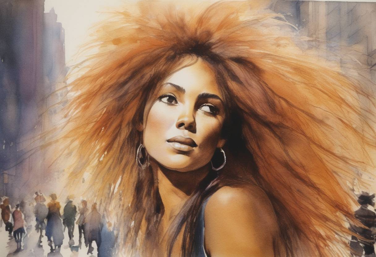 Watercolor painting based depiction of The musical Hair opened on Broadway. Known for its counterculture-themed content, it became a symbol of the rebellious spirit of the 1960s. (1968)