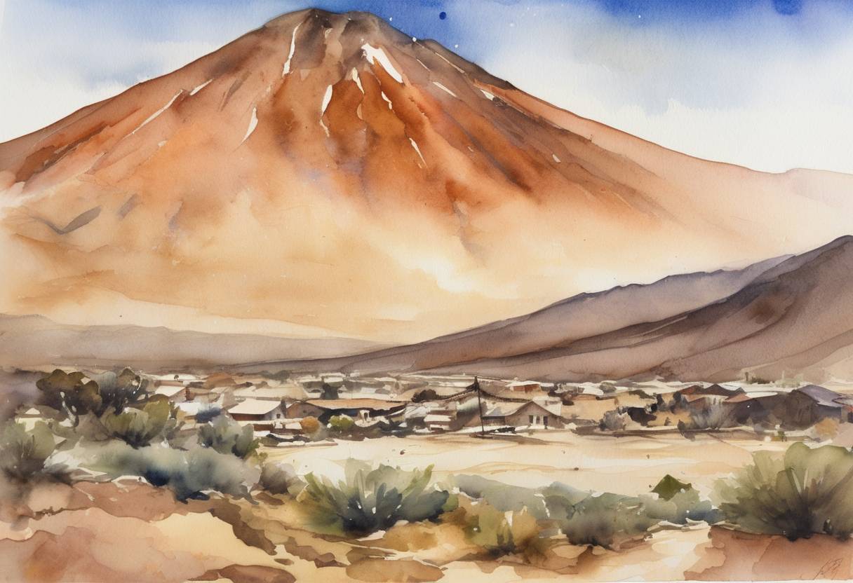 Watercolor painting based depiction of A major earthquake with a magnitude of 6.9 struck in the Atacama region of Chile. (2010)