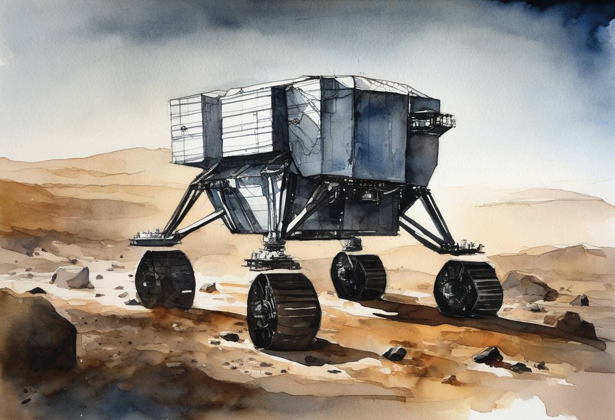 Watercolor painting based depiction of As part of the European Space Agency's Rosetta mission, the Philae lander successfully landed on comet 67P/Churyumov-Gerasimenko marking the first time a spacecraft landed on a comet. (2014)