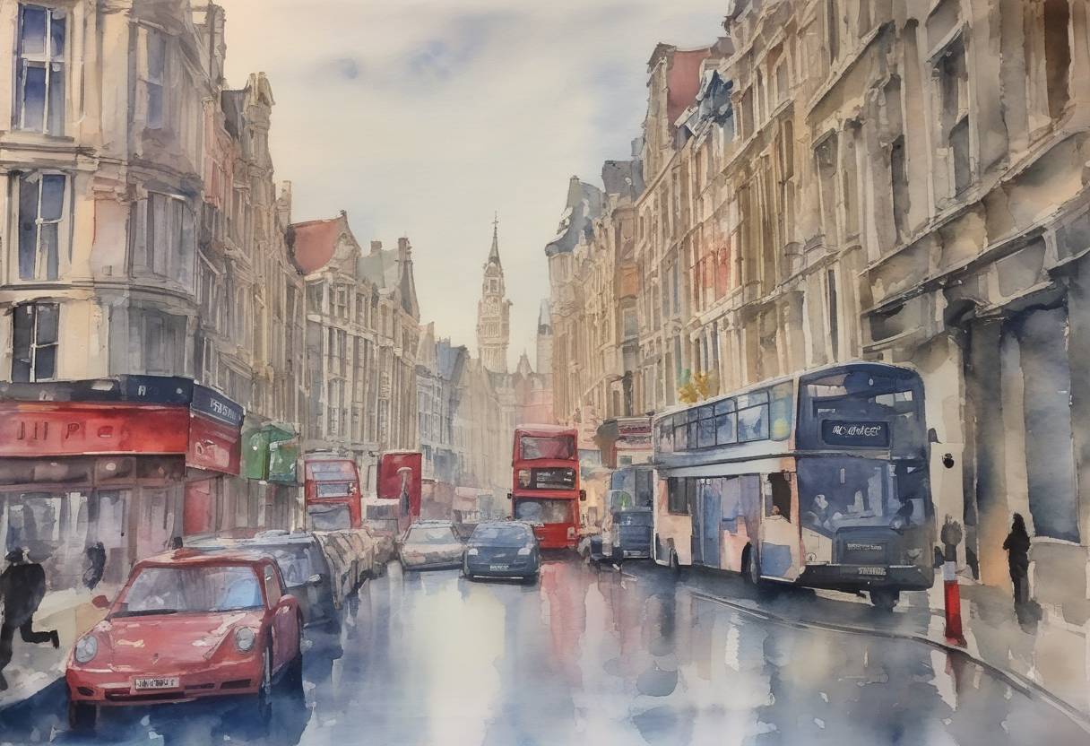 Watercolor painting based depiction of The United Kingdom and the European Union reach a revised Brexit deal, which is later rejected by the UK Parliament, prolonging the Brexit process. (2019)