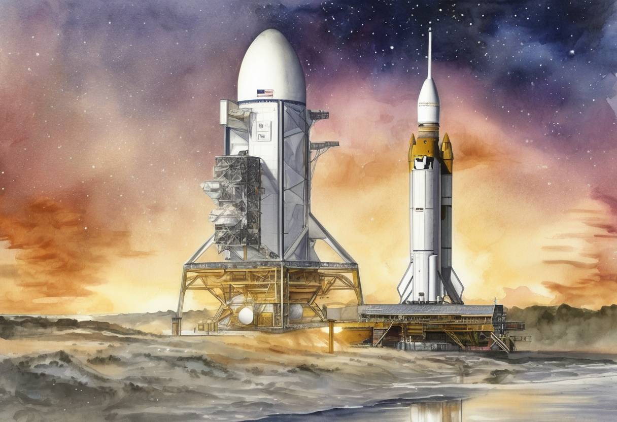 Watercolor painting based depiction of NASA's Kepler Space Telescope was launched from Cape Canaveral, Florida. The mission was designed to discover Earth-like planets orbiting other stars by monitoring the brightness of over 150,000 stars. (2009)