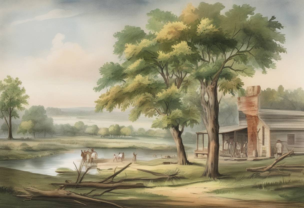 Watercolor painting based depiction of Texas declared its independence from Mexico, forming the Republic of Texas. (1836)