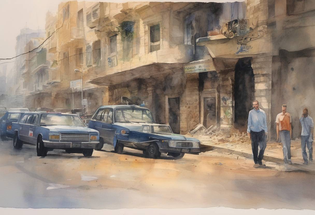 Watercolor painting based depiction of Former Lebanese Prime Minister Rafik Hariri was assassinated in a car bomb explosion in Beirut, leading to widespread protests and the eventual withdrawal of Syrian troops from Lebanon. (2005)