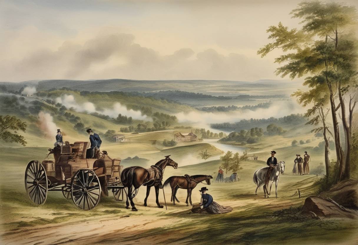 Watercolor painting based depiction of During the American Civil War, the state of Kentucky declared its neutrality. (1861)
