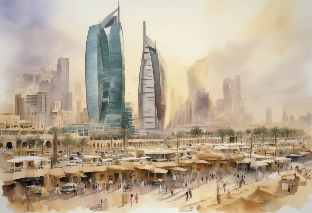 Watercolor painting based depiction of Al Jazeera English, the English-language news channel of the Al Jazeera Media Network, was launched, expanding its reach to a global audience. (2006)