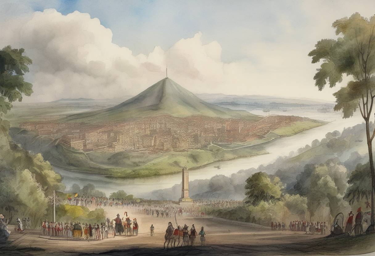 Watercolor painting based depiction of Brazil declared its independence from Portugal, marking the beginning of the Empire of Brazil. (1822)