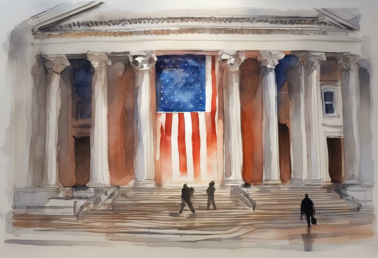 Watercolor painting based depiction of The United States issued a global travel alert due to a terrorist threat from al-Qaeda, leading to the temporary closure of several embassies and consulates in the Middle East and Africa. (2013)