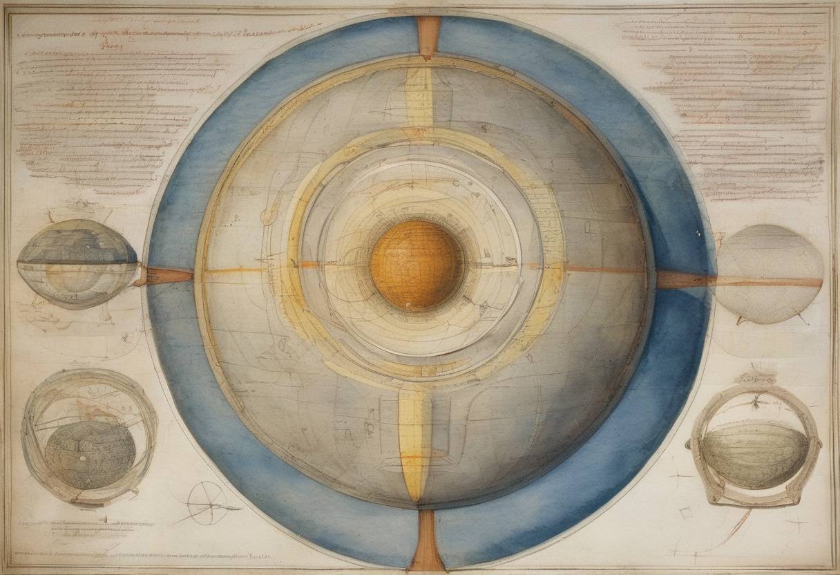 Watercolor painting based depiction of Johannes Kepler confirmed his previously formulated third law of planetary motion, which describes the relationship between the distance of planets from the Sun and their orbital periods. (1618)