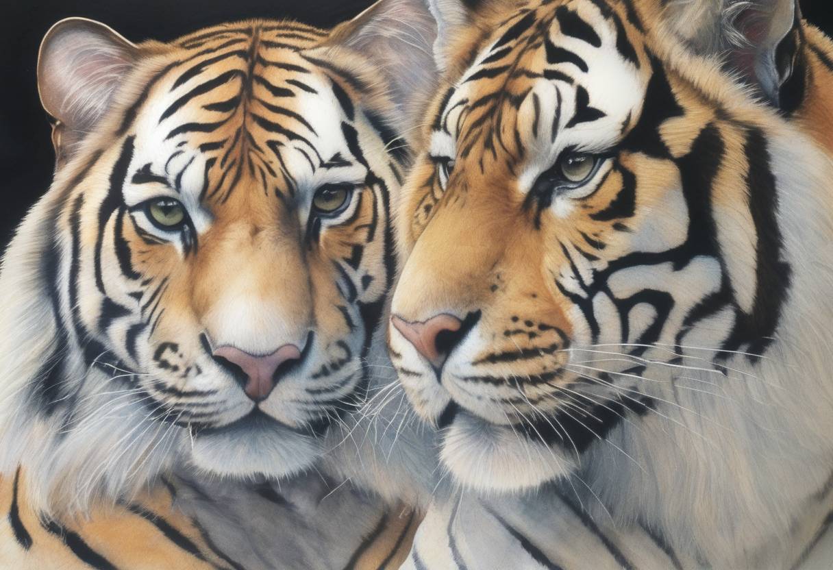 Watercolor painting based depiction of Roy Horn of the famous Las Vegas entertainment duo Siegfried & Roy was critically injured by a white tiger during a performance at The Mirage hotel and casino. (2003)