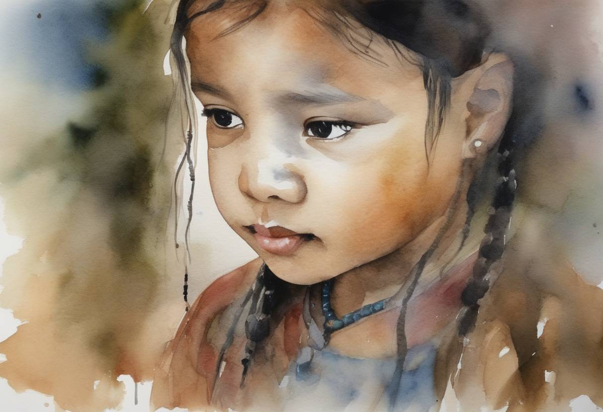 Watercolor painting based depiction of The United Nations General Assembly adopted a resolution declaring 2022 to 2032 as the International Decade of Indigenous Languages to draw attention to the critical loss of Indigenous languages and the urgent need to preserve, revitalize, and promote them. (2021)