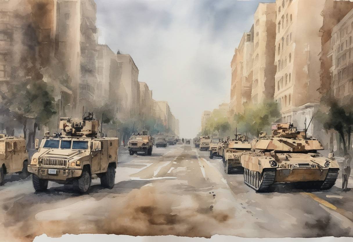 Watercolor painting based depiction of The United States announced it would withdraw its troops from Syria, a decision that sparked widespread debate and concern over the future of the region. (2018)