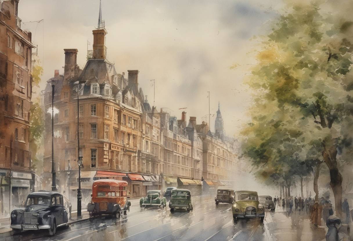 Watercolor painting based depiction of UNESCO (United Nations Educational, Scientific and Cultural Organization) is founded. (1945)