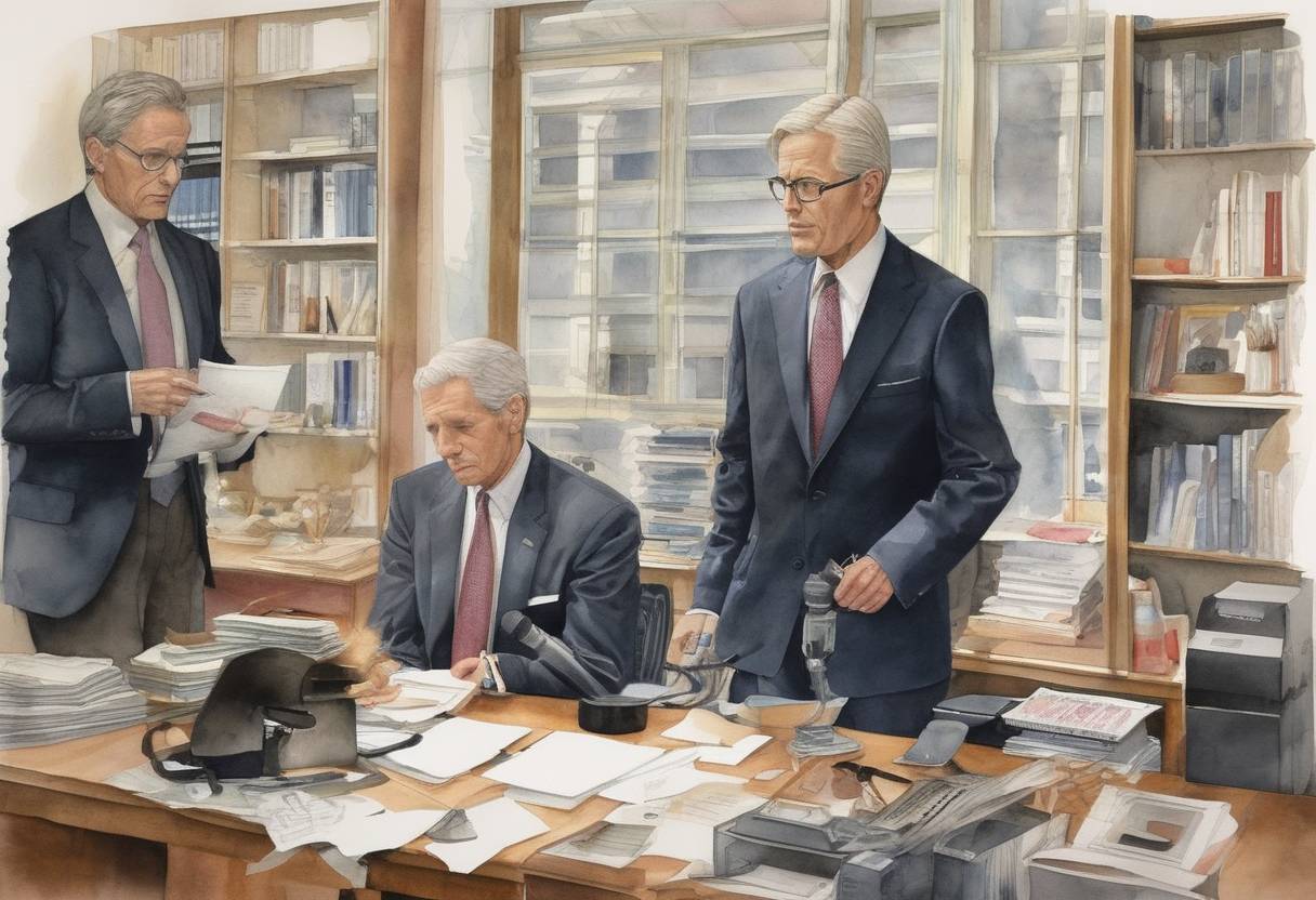 Watercolor painting based depiction of Vanity Fair magazine revealed that former FBI Associate Director Mark Felt was 'Deep Throat,' the secret informant who provided information to Washington Post reporters Bob Woodward and Carl Bernstein during the Watergate scandal. (2005)