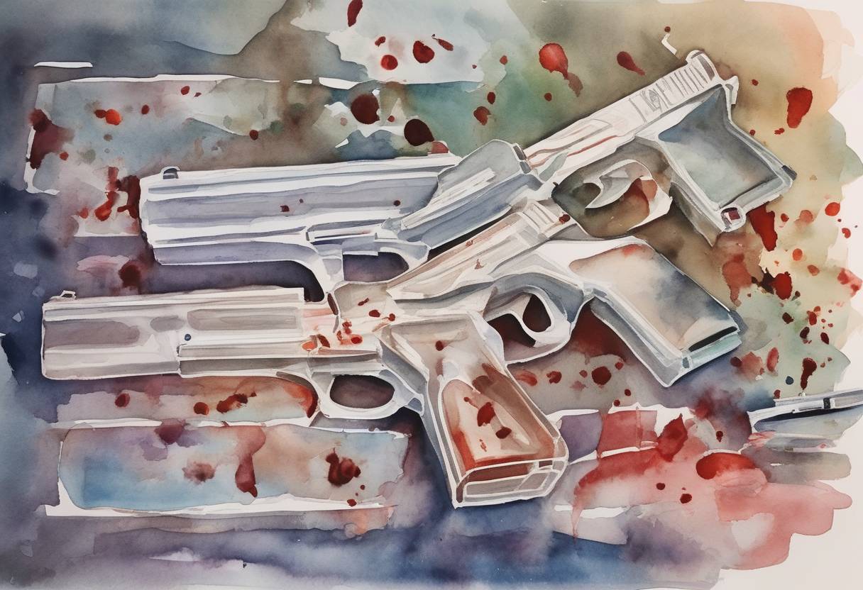 Watercolor painting based depiction of A mass shooting occurred at Marjory Stoneman Douglas High School in Parkland, Florida, resulting in 17 deaths and sparking a nationwide movement for gun control in the United States. (2018)