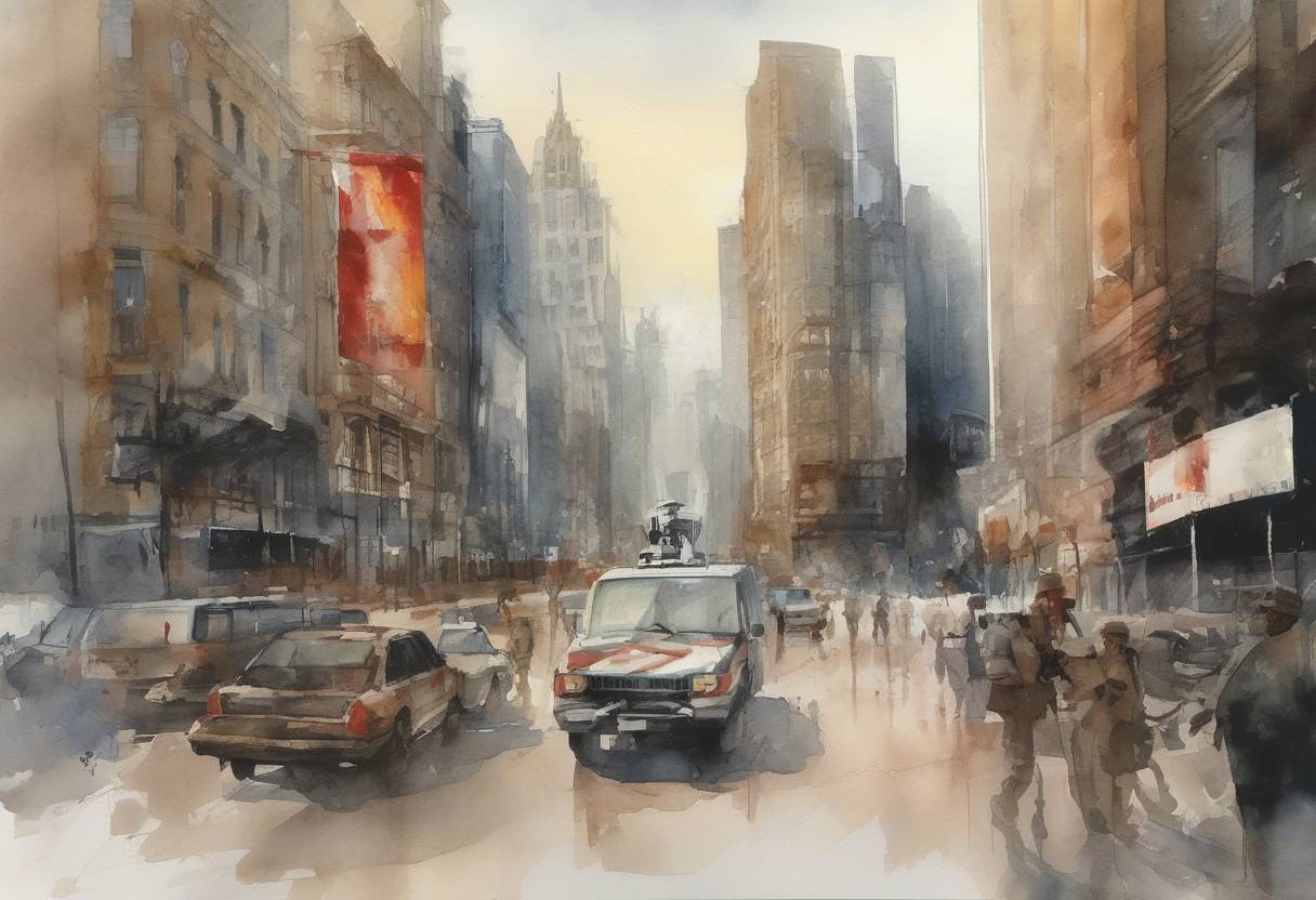 Watercolor painting based depiction of The United States, United Kingdom, and Spain withdrew a proposed resolution at the United Nations Security Council that would have authorized the use of force against Iraq. This withdrawal effectively ended diplomatic efforts to gain UN approval for military action, leading to the invasion of Iraq two days later. (2003)