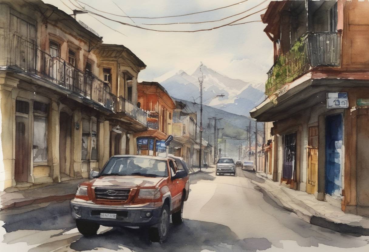 Watercolor painting based depiction of A magnitude 6.3 earthquake struck southern Chile, causing panic among residents but no significant damage or casualties. The region had been on high alert since a devastating earthquake in 2010. (2011)