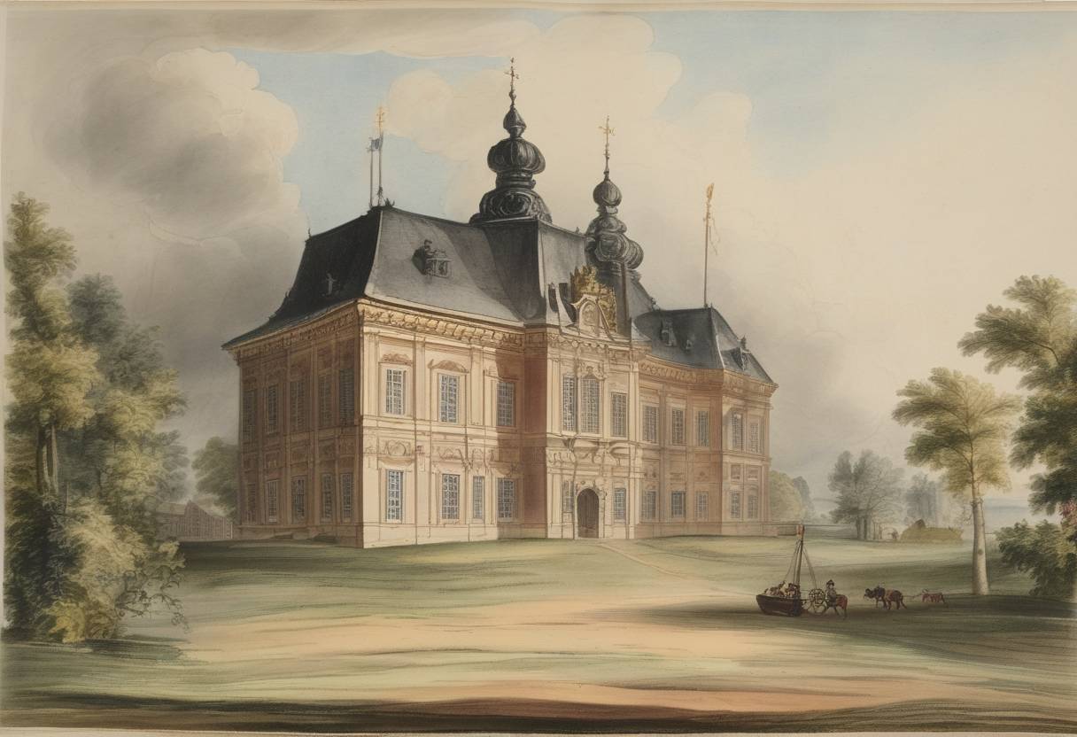 Watercolor painting based depiction of The Order of St. Anna is established in the Duchy of Schleswig-Holstein by Charles Frederick, Duke of Holstein-Gottorp. (1734)