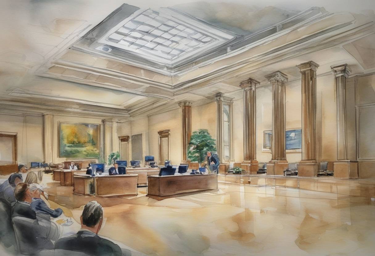 Watercolor painting based depiction of The Federal Trade Commission approves the merger of America Online (AOL) and Time Warner, creating AOL Time Warner, a combined company valued at $350 billion. (2001)