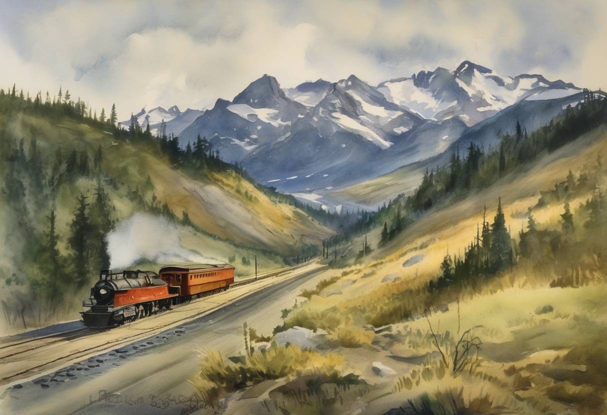 Watercolor painting based depiction of President Dwight D. Eisenhower signed the Alaska Statehood Act into law, which paved the way for Alaska to become the 49th state of the United States. (1958)