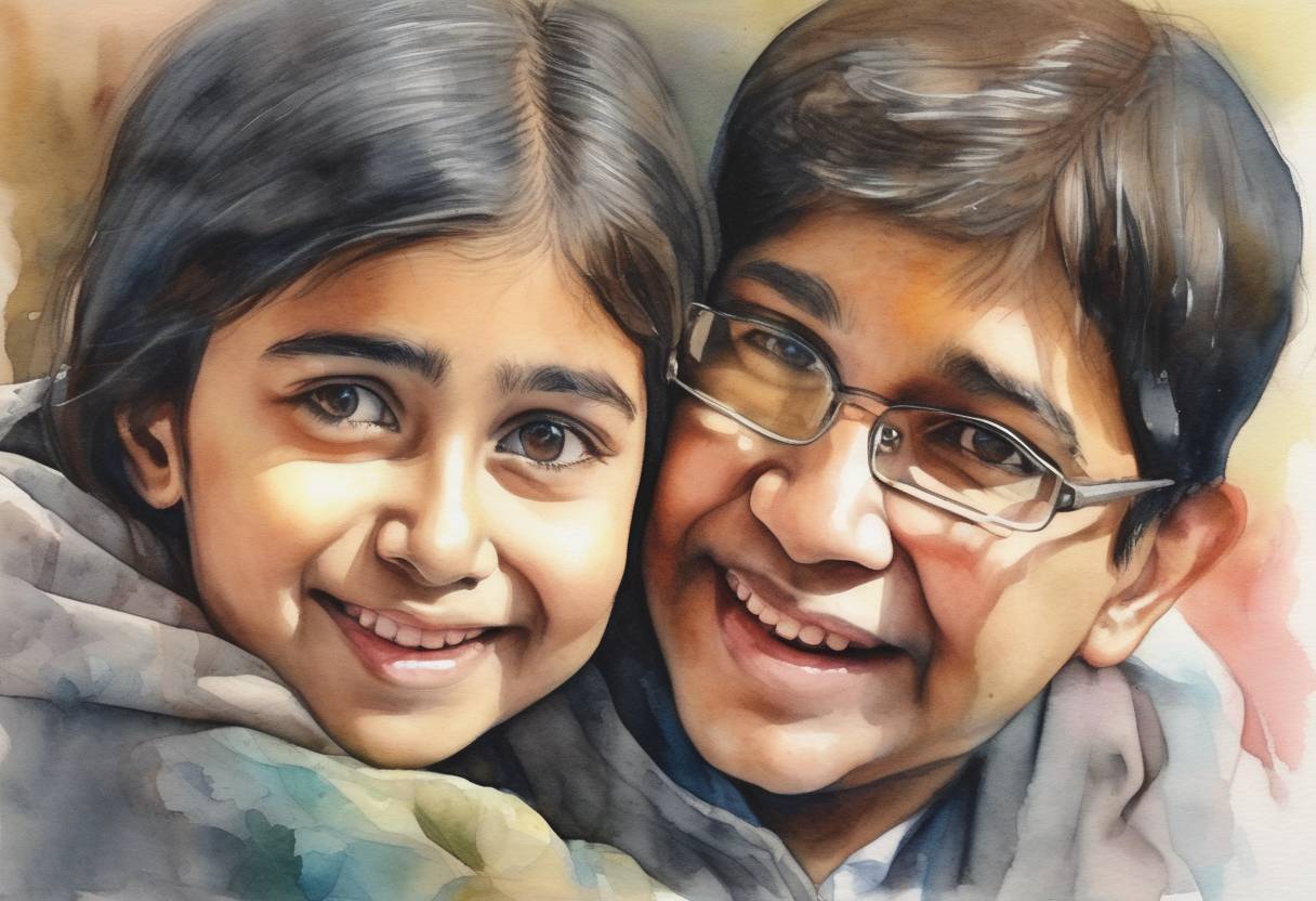 Watercolor painting based depiction of The Nobel Peace Prize was awarded jointly to Kailash Satyarthi and Malala Yousafzai for their struggle against the suppression of children and young people and for the right of all children to education. (2014)