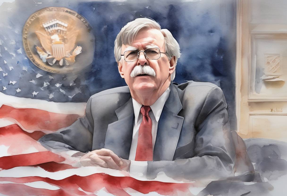 Watercolor painting based depiction of John Bolton was dismissed as National Security Advisor by U.S. President Donald Trump. (2019)