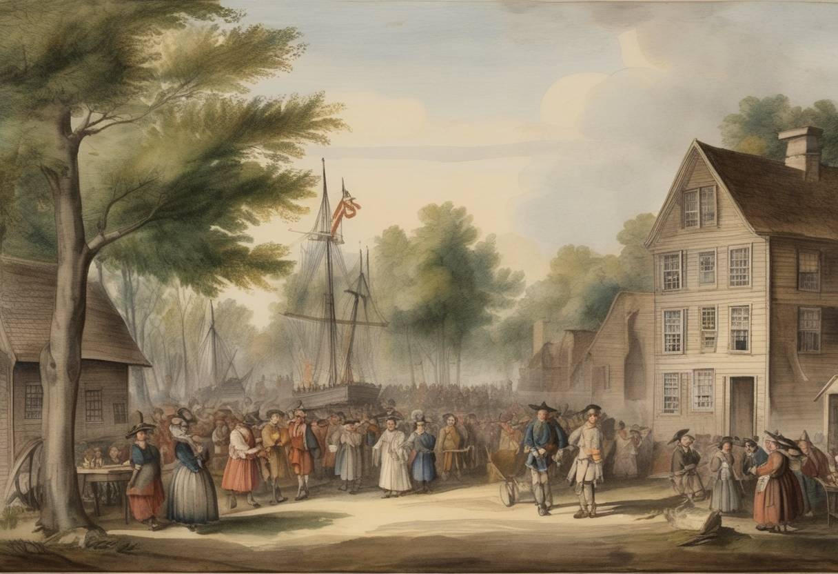 Watercolor painting based depiction of The Flushing Remonstrance was signed by a group of English citizens in the Dutch colony of New Netherland, advocating for freedom of religion after the Quakers were banned by the order of Peter Stuyvesant. (1657)