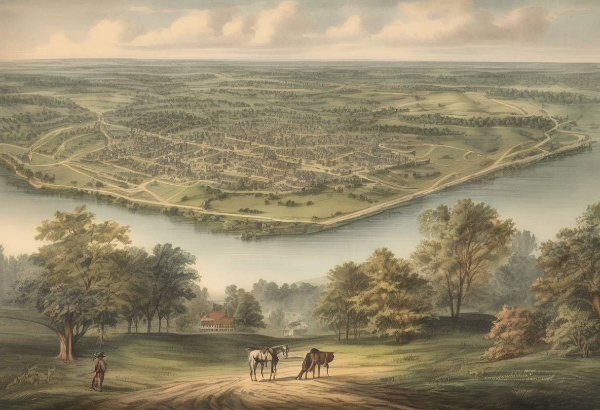 Watercolor painting based depiction of Ohio was admitted as the 17th state of the United States, although the official act of Congress recognizing the date was not passed until 1953. (1803)