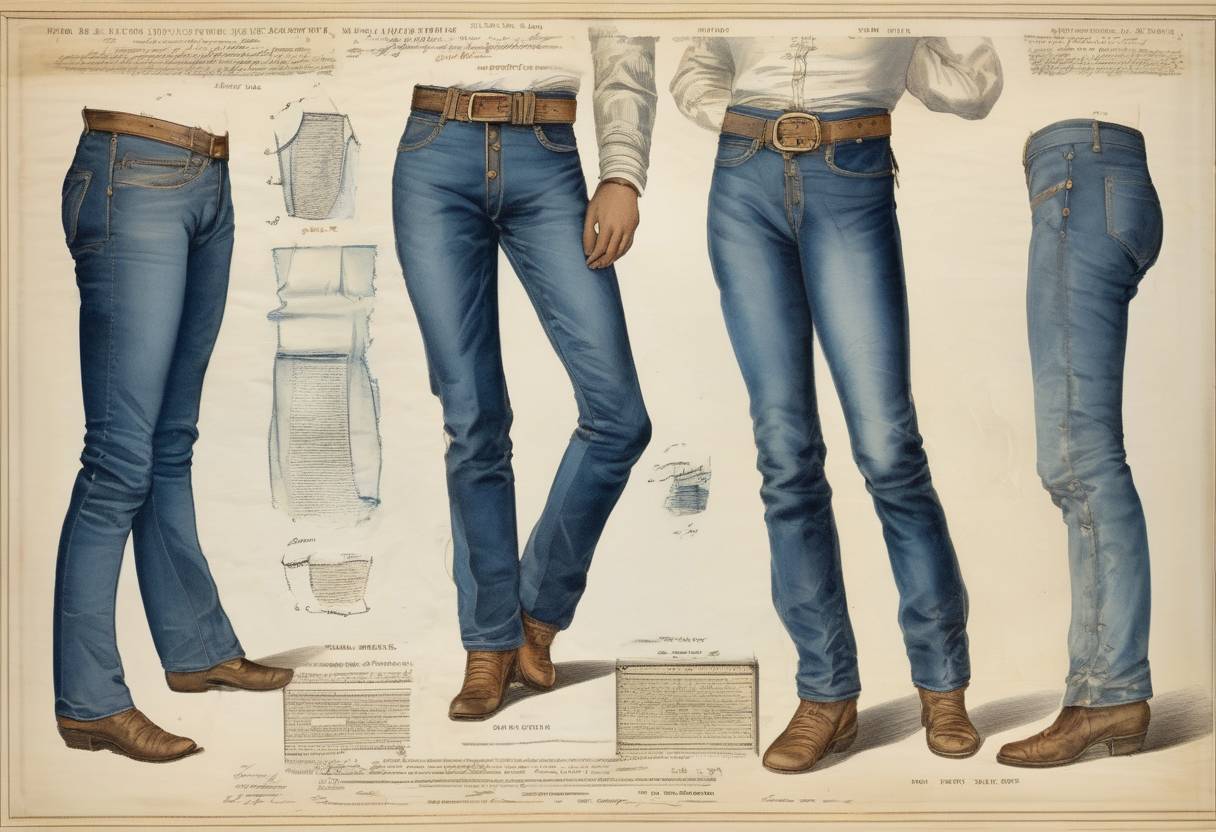 Watercolor painting based depiction of Levi Strauss and Jacob Davis received a U.S. patent for blue jeans with copper rivets, marking the birth of the iconic American garment. (1873)