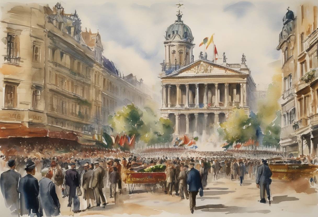 Watercolor painting based depiction of The Treaty of Rome, establishing the European Economic Community (EEC), officially came into effect. This treaty laid the groundwork for what would eventually become the European Union. (1958)