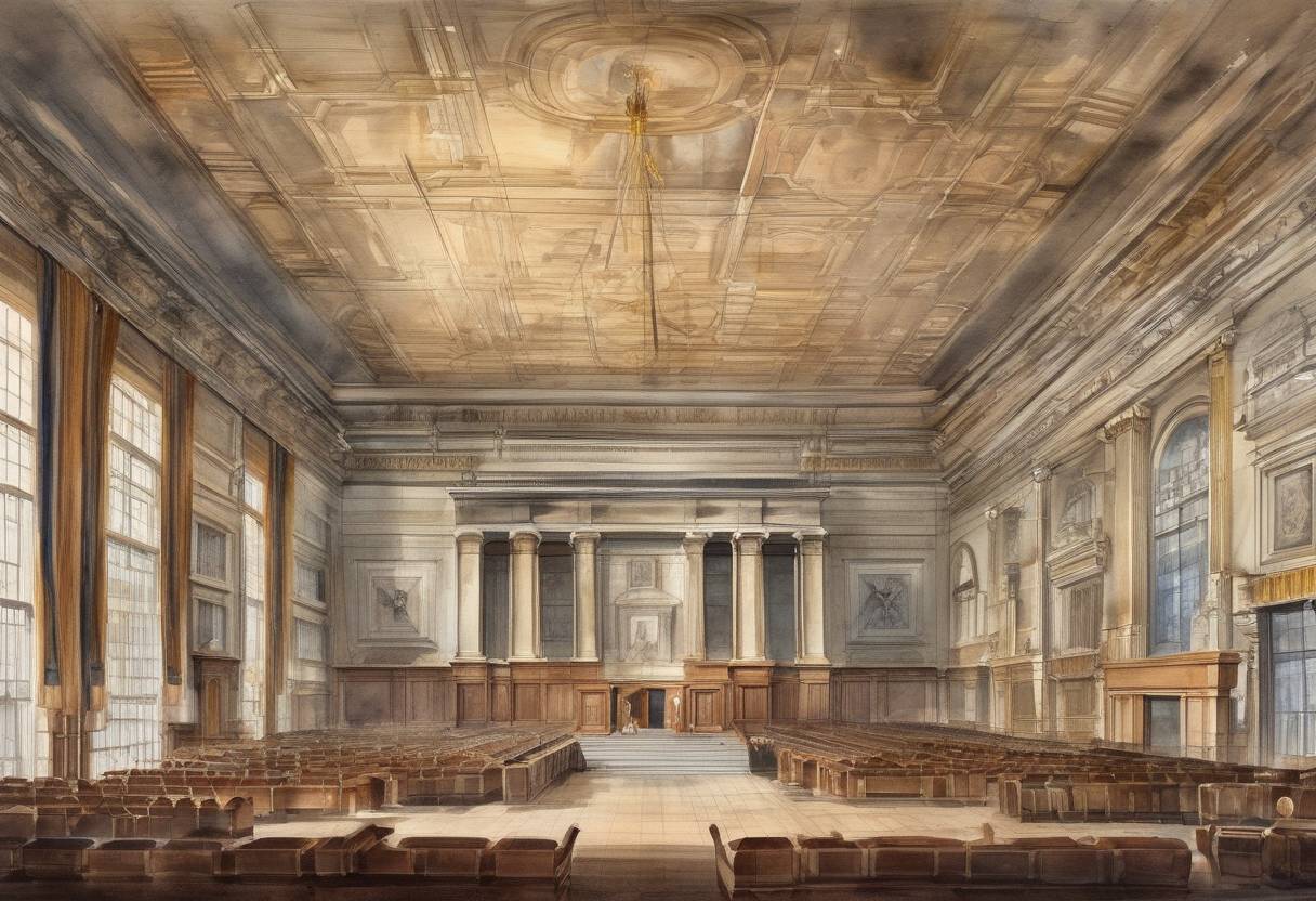 Watercolor painting based depiction of The first Masonic Grand Lodge, the Premier Grand Lodge of England, was founded in London, marking the beginning of modern Freemasonry. (1717)