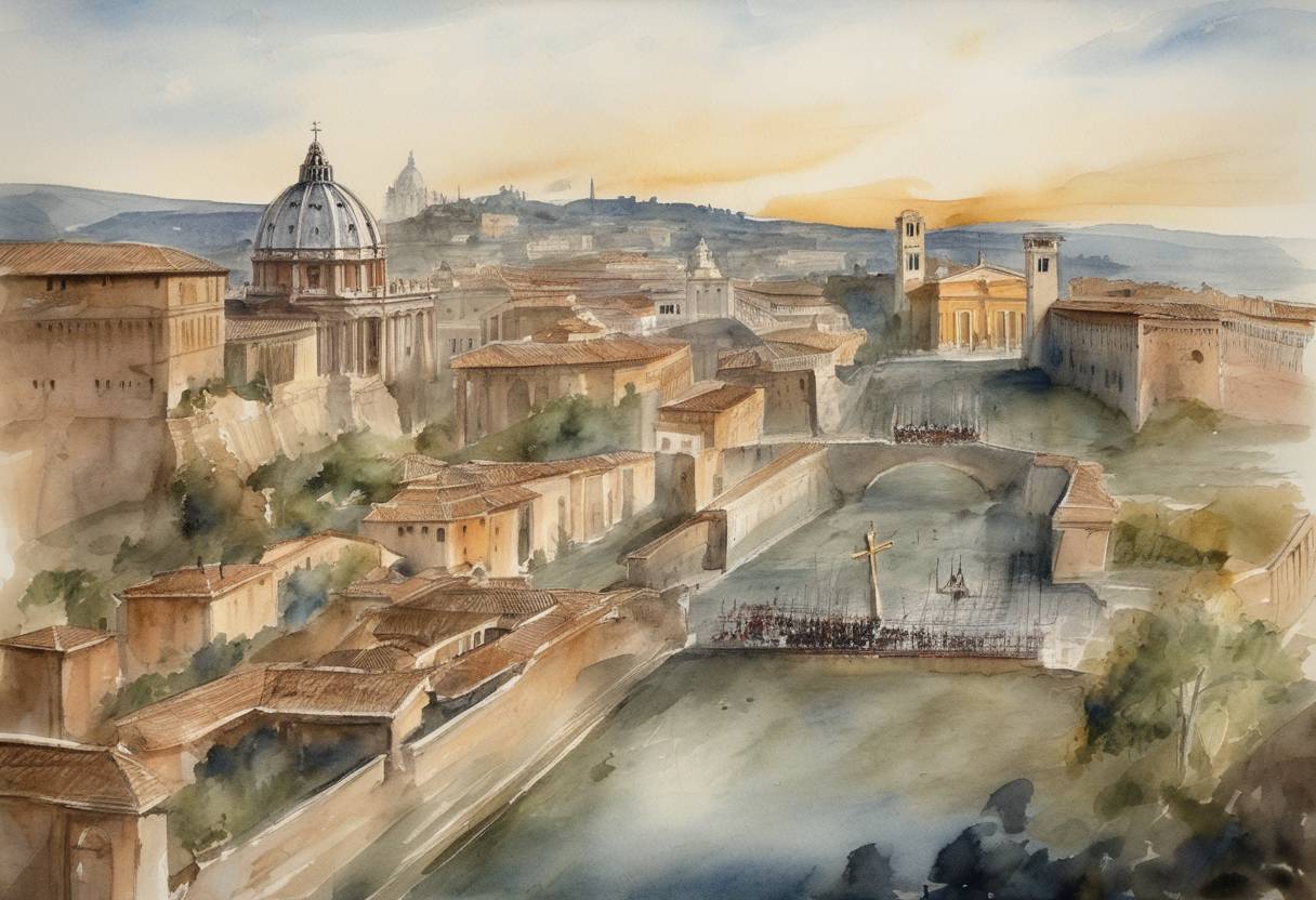 Watercolor painting based depiction of Benedict X became Pope, following the death of Pope Stephen IX. However, his papacy was later considered illegitimate by many, as he was declared an antipope in 1060 due to the influence of the powerful Tusculum family in Rome. (1058)